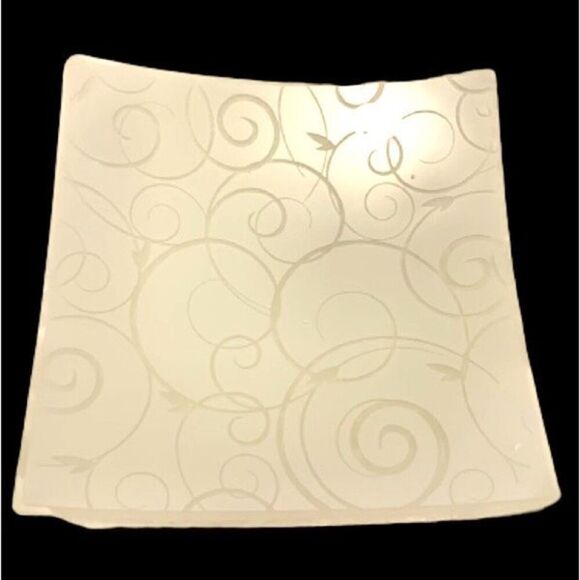 Set of 2 White Swirl Glass Flushmount Ceiling Lights – Square Fixtures - Picture 2 of 10